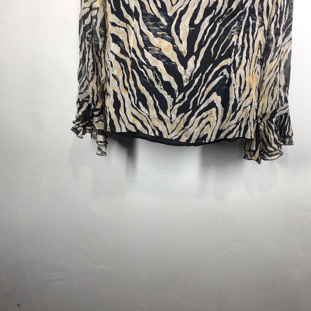 Coldwater Creek Zebra Print Silk Blouse Size Large - image 8